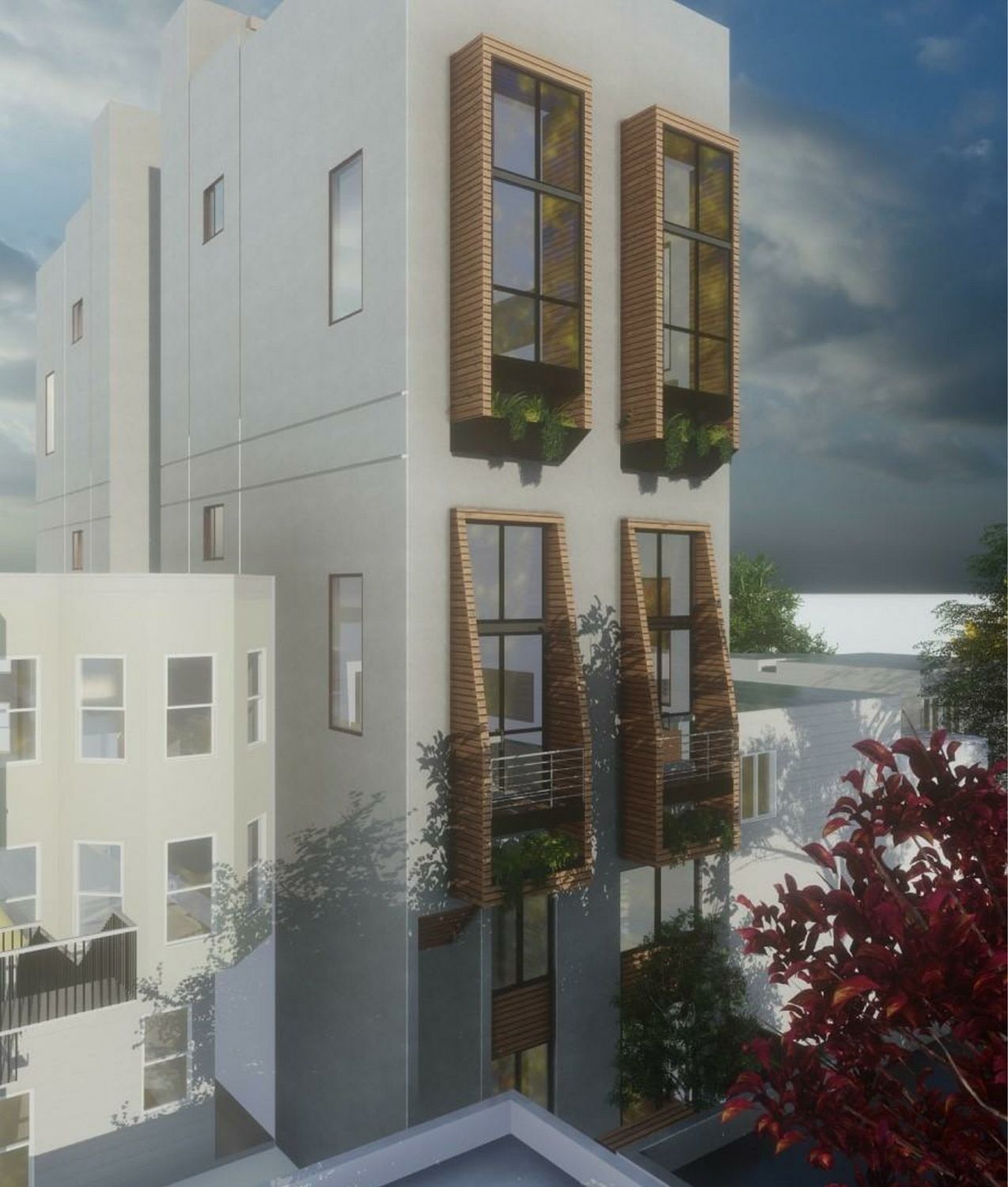 5172 Mission Street rear-yard view, rendering by Thousand Architects