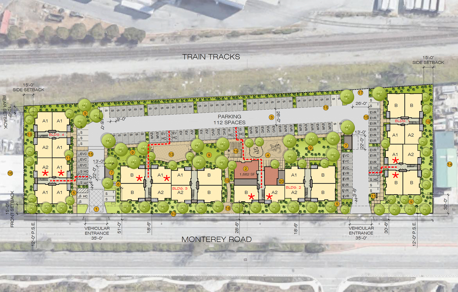 6630-6730 Monterey Road site map, illustration by BSB Design