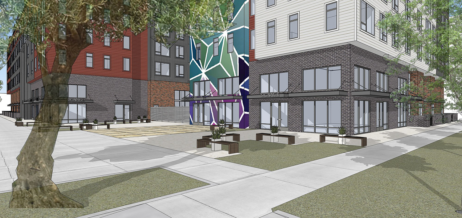 805 R Street courtyard, rendering by Kuchman Architects