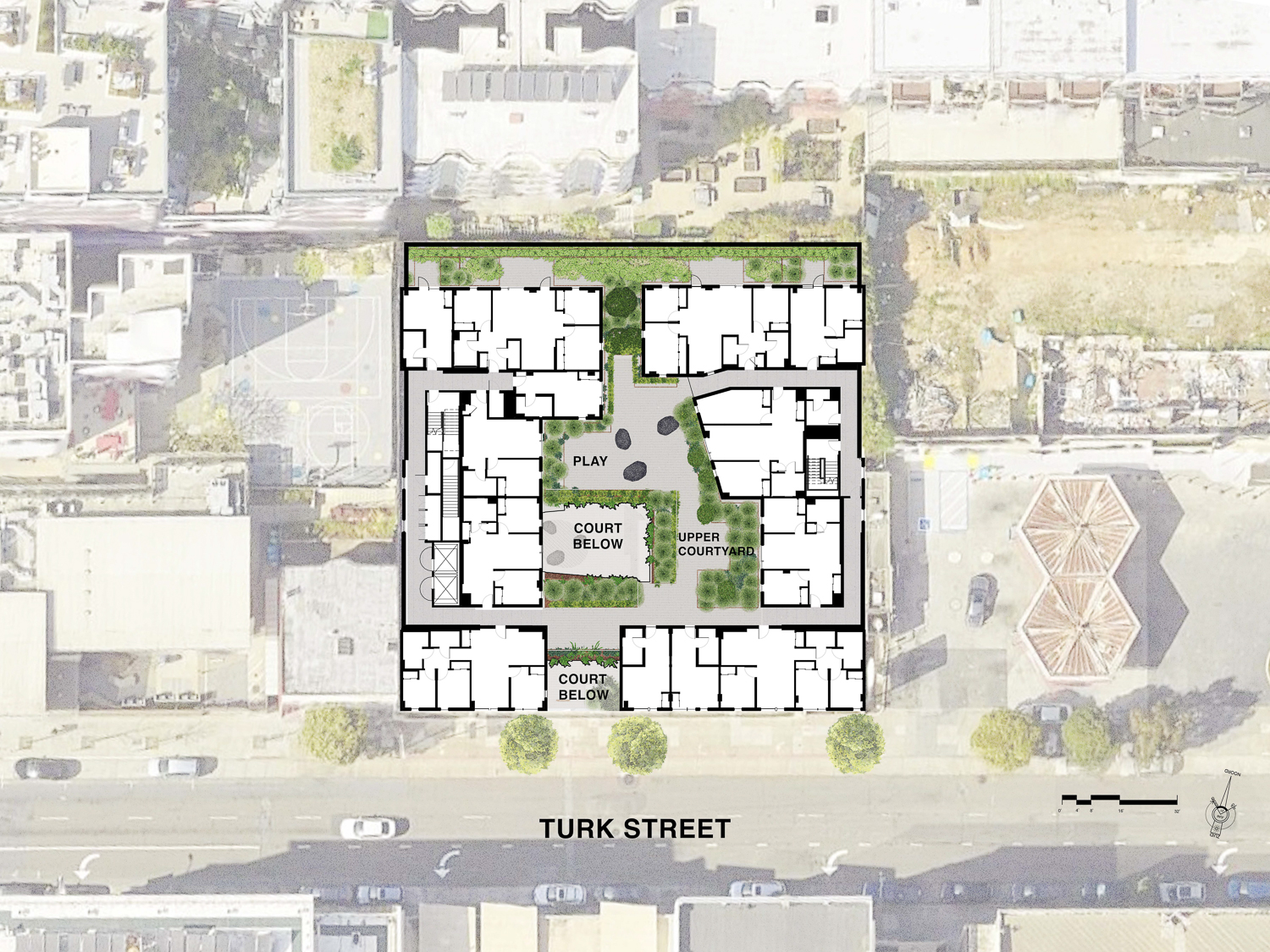 850 Turk Street landscaping map, illustration by David Baker Architects