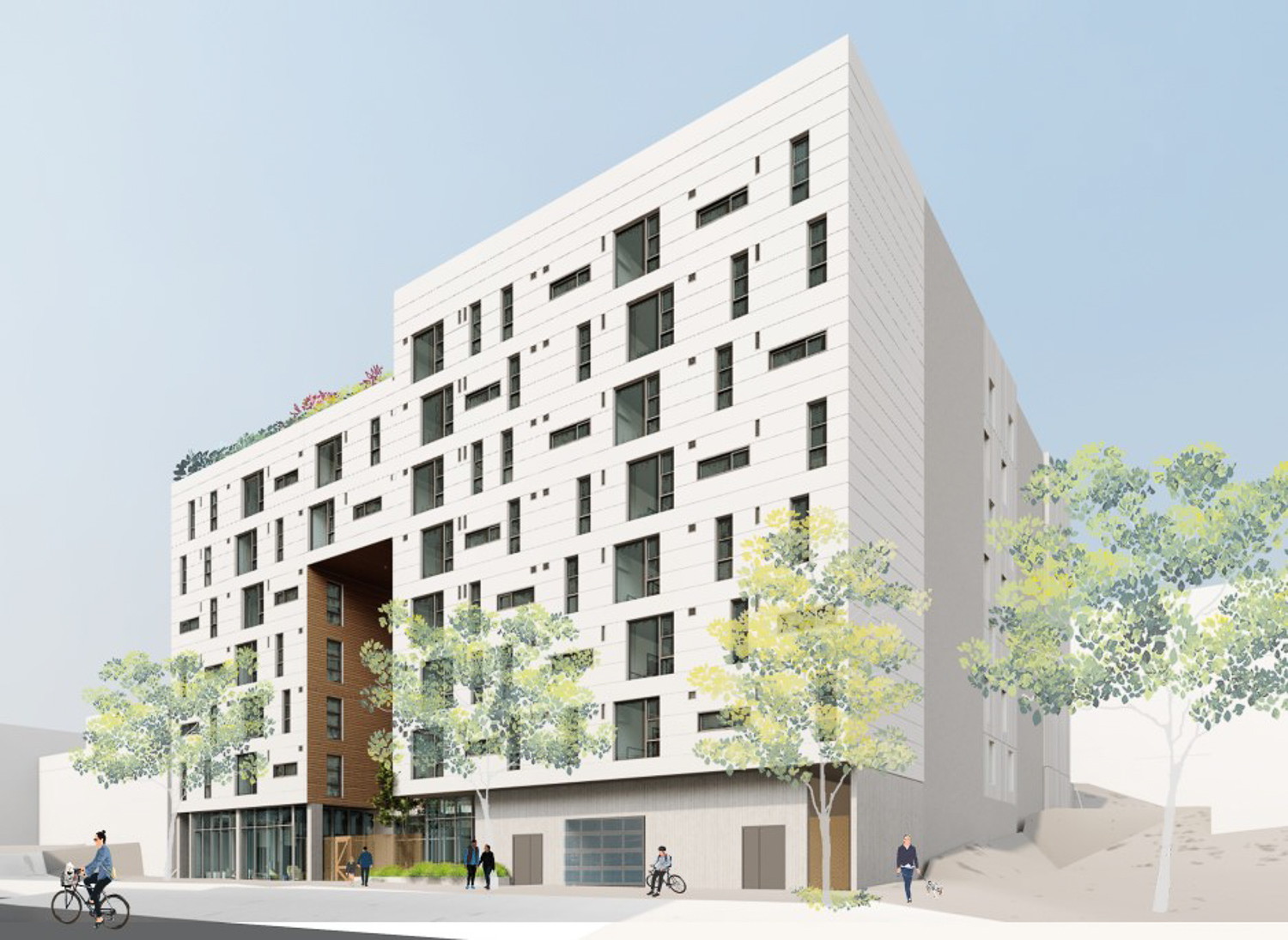 850 Turk Street, rendering by David Baker Architects