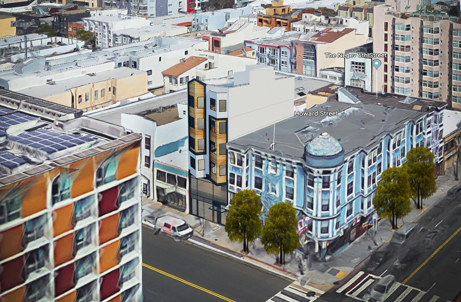 991 Howard Street aerial view, rendering by APIC Designs Inc