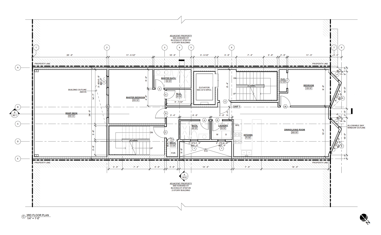 991 Howard Street third-level floor plan, illustration by APIC Designs Inc