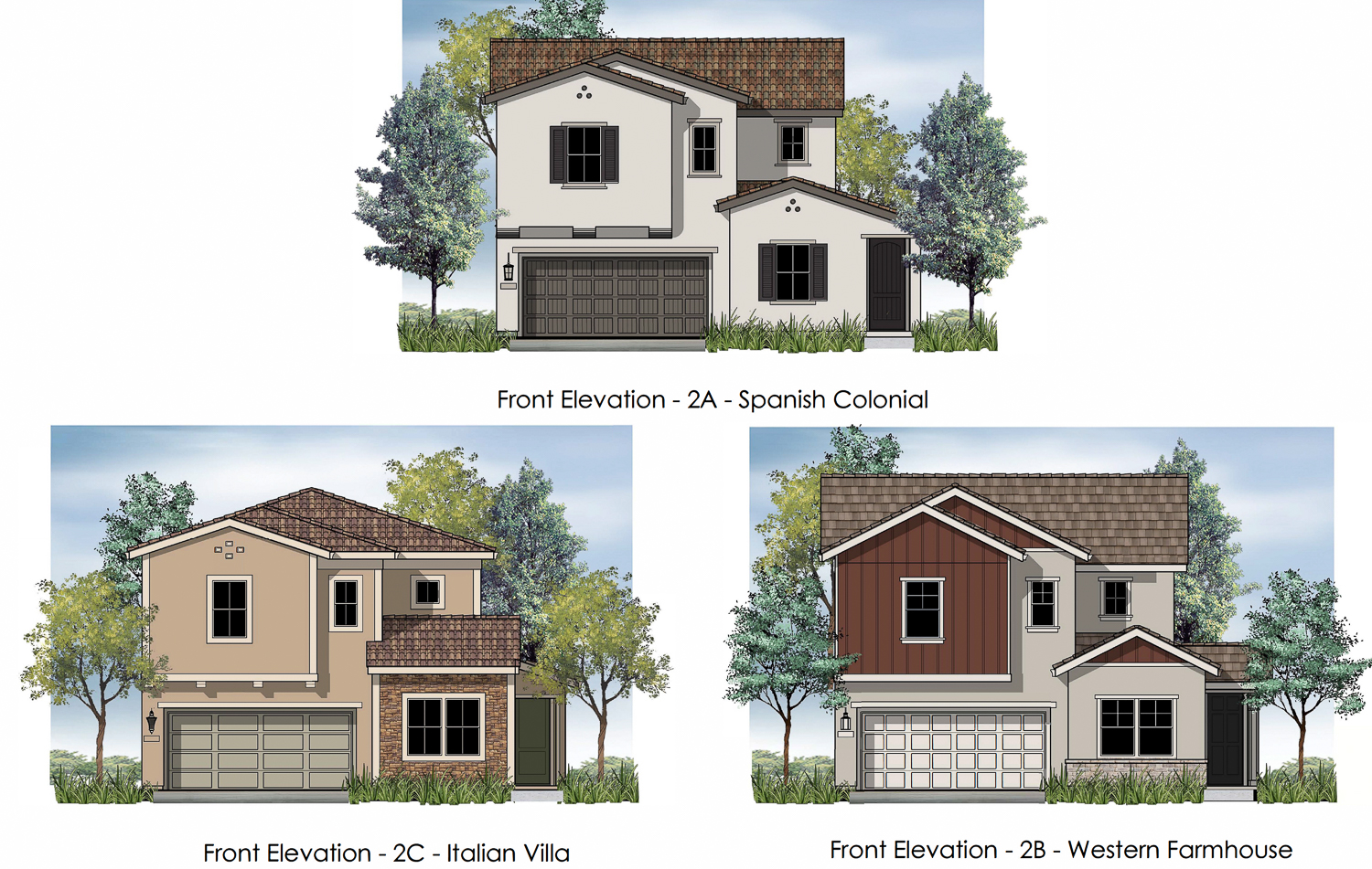 South Gilroy single-family home style samples, elevations by KTGY