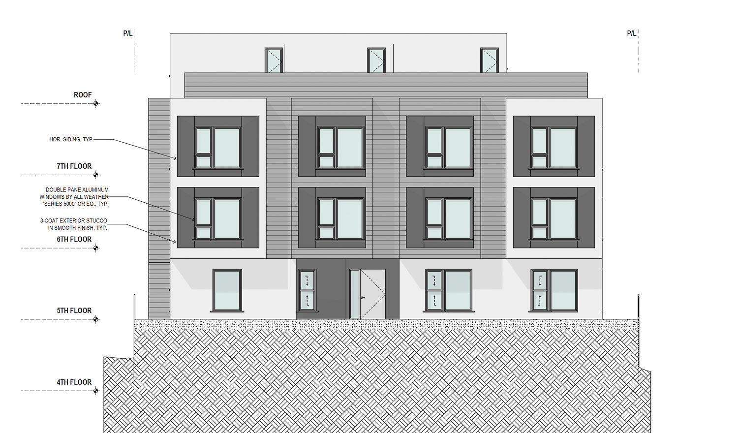 150 Porter Street north elevation, rendering by Schaub Li Architects