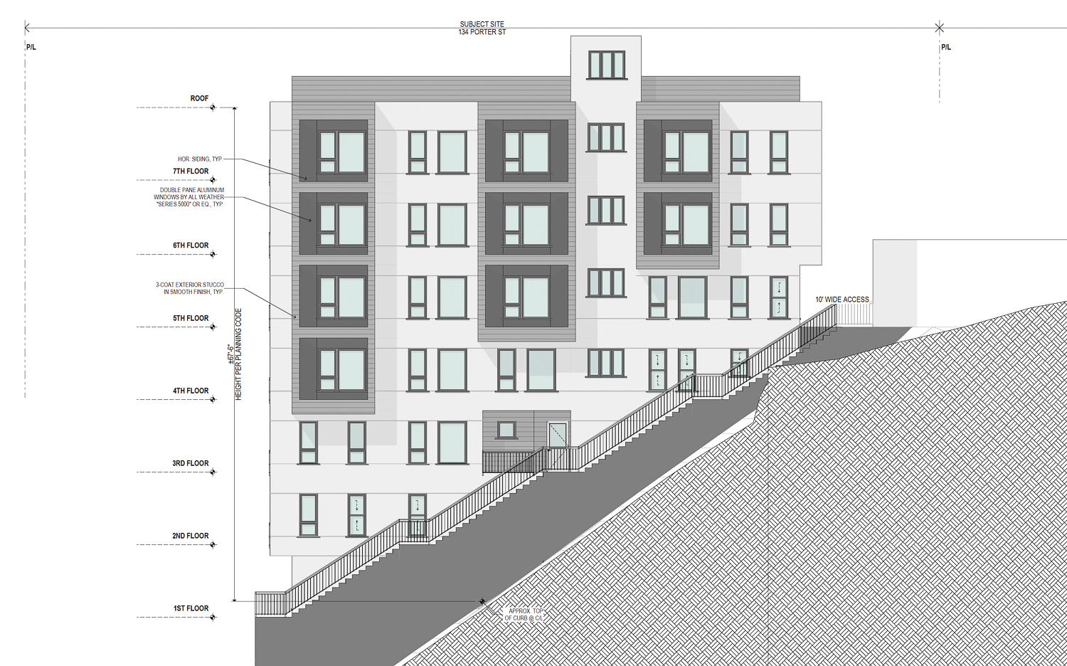 150 Porter Street side view, rendering by Schaub Li Architects