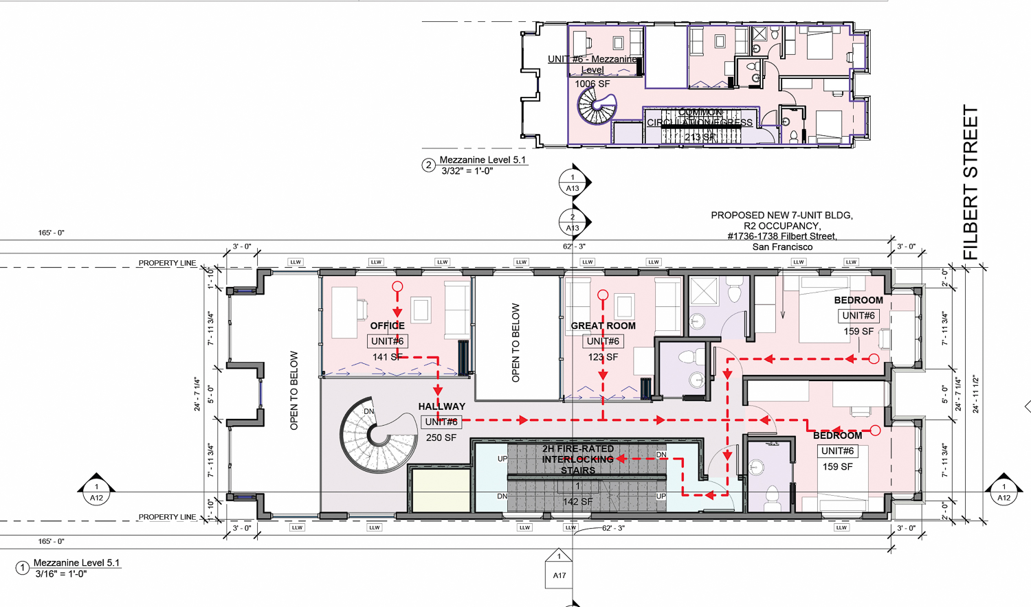 1738 Filbert Street floor plans, illustration by Patricia Haight