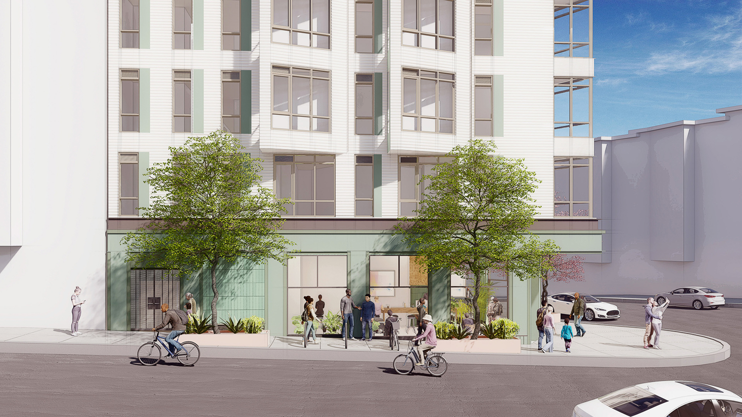 3300 Mission Street ground view, rendering by BAR Architects & Interiors