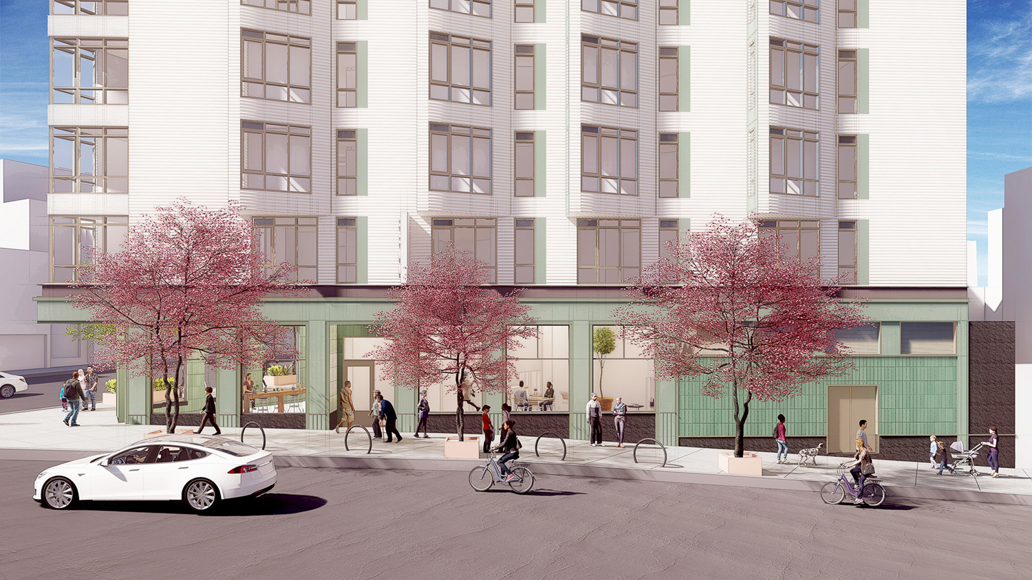 3300 Mission Street pedestrian view, rendering by BAR Architects & Interiors