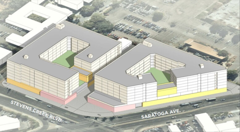 3896 Stevens Creek Boulevard massing, illustration by TCA Architects