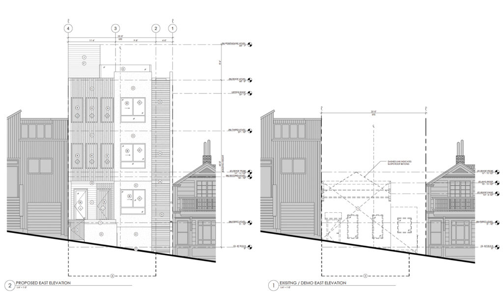 64 Winfield Street elevations, illustration by Thousand Architects