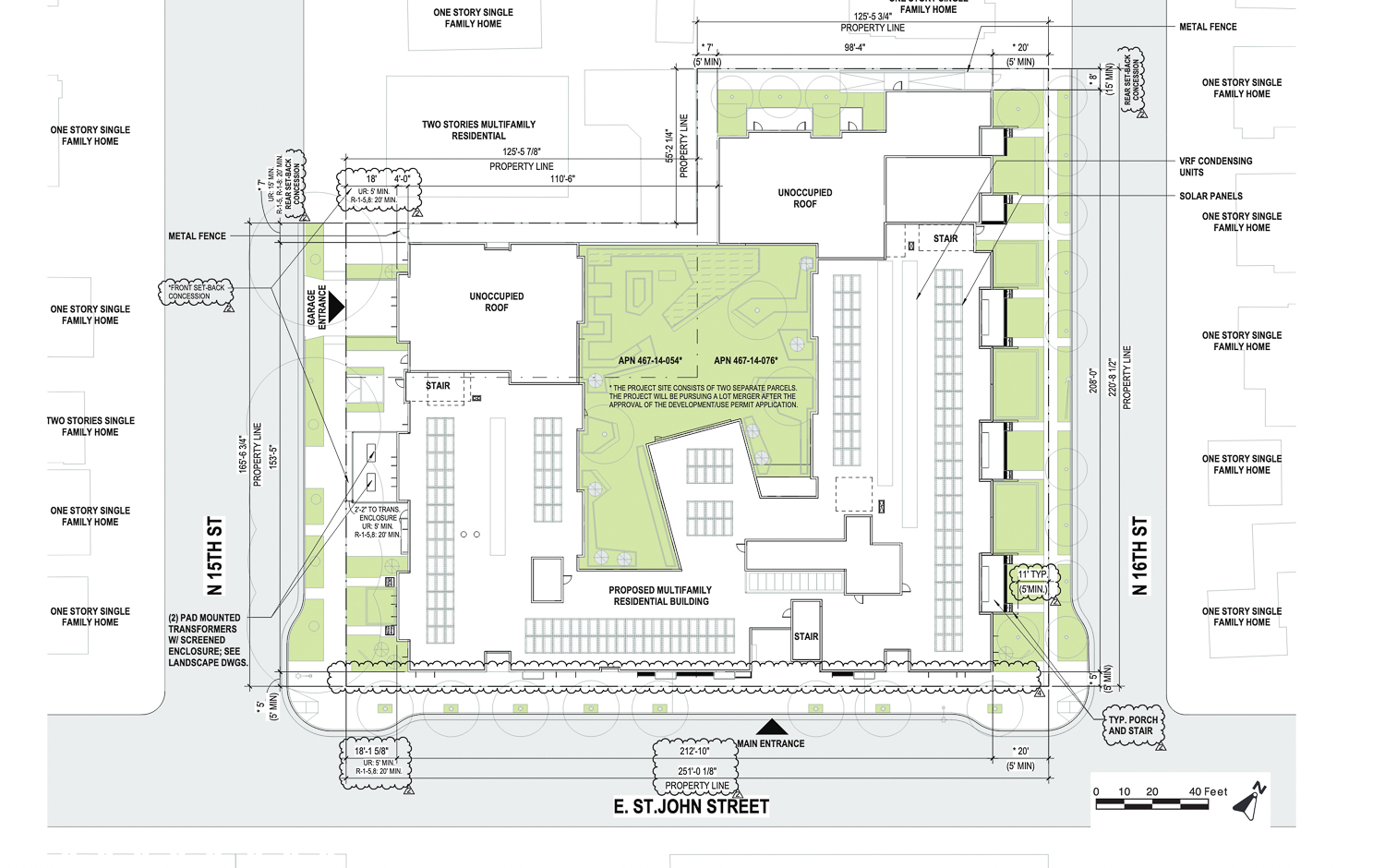 715 East Saint John Street floor plans, illustration by Paulett Taggart Architects