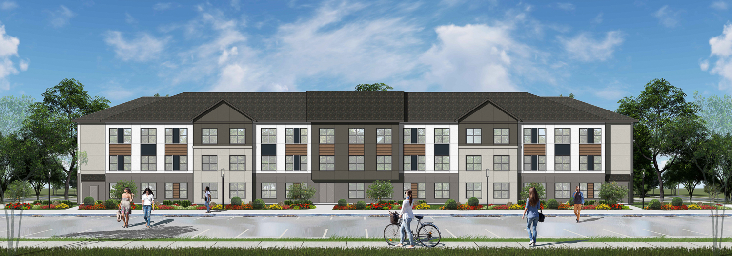 Birchway Natomas Apartments elevation, illustration by Meeks Partners