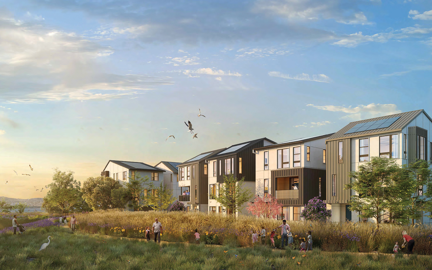 India Basin Flats parkside view, rendering by KTGY