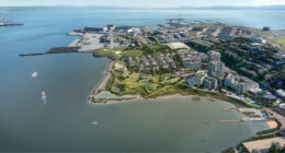 India Basin aerial overview, rendering by SOM