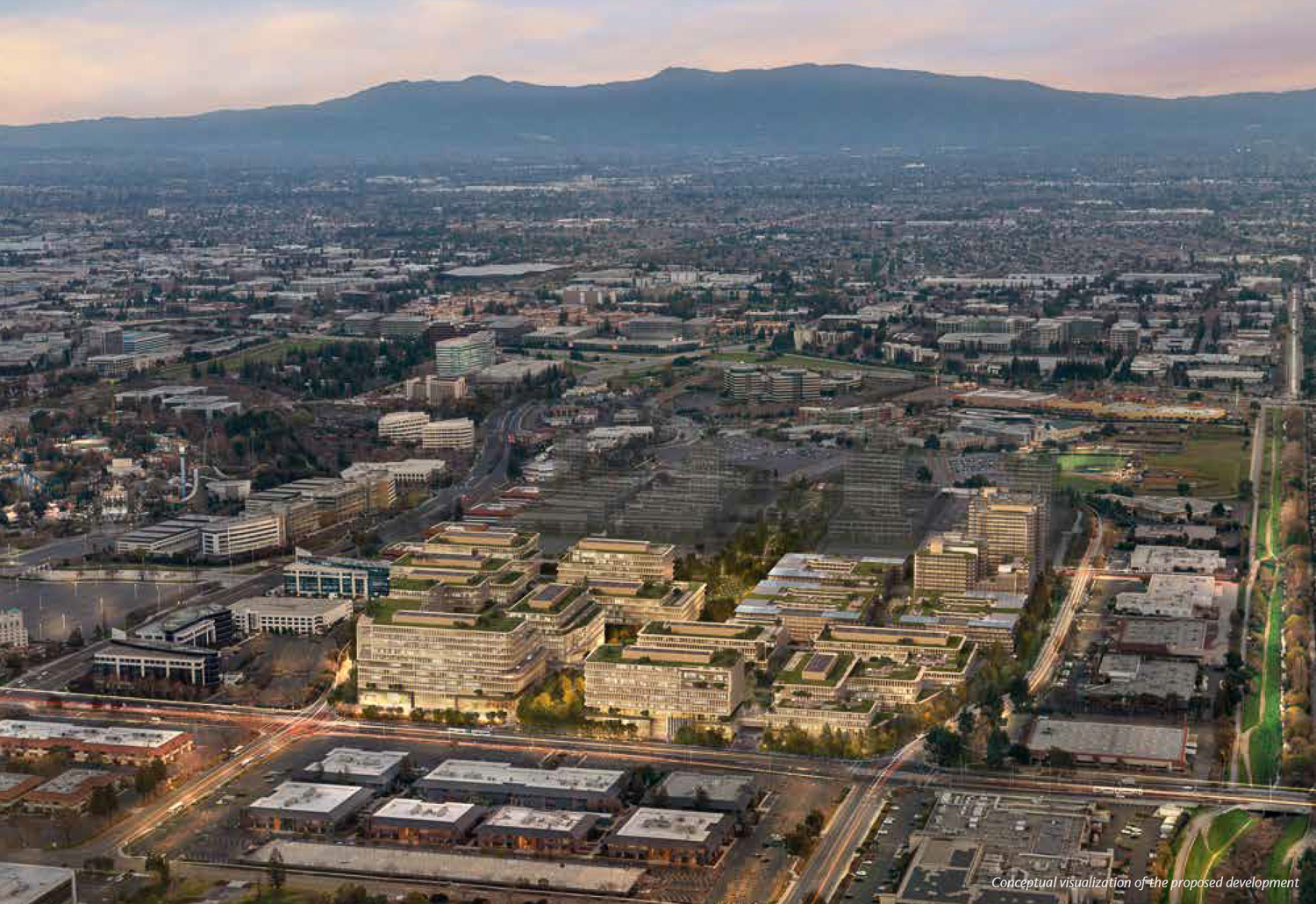 Mission Point aerial overview, rendering by Gensler