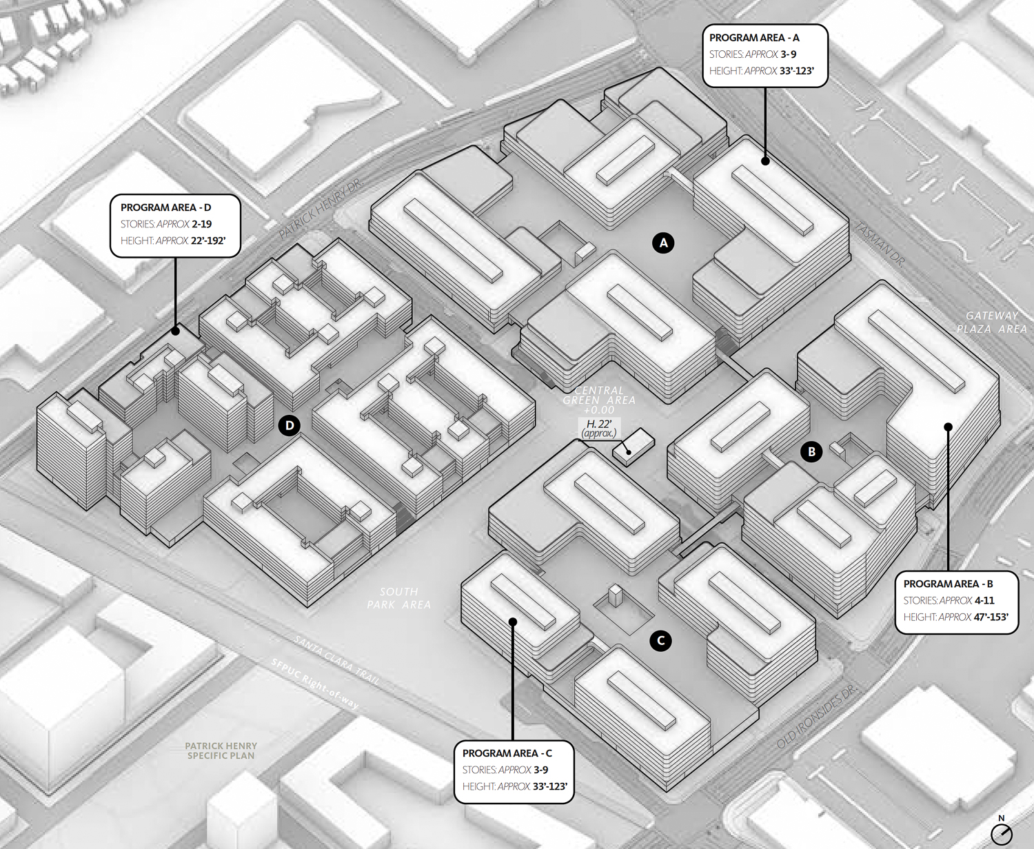 Mission Point massing, illustration by Gensler