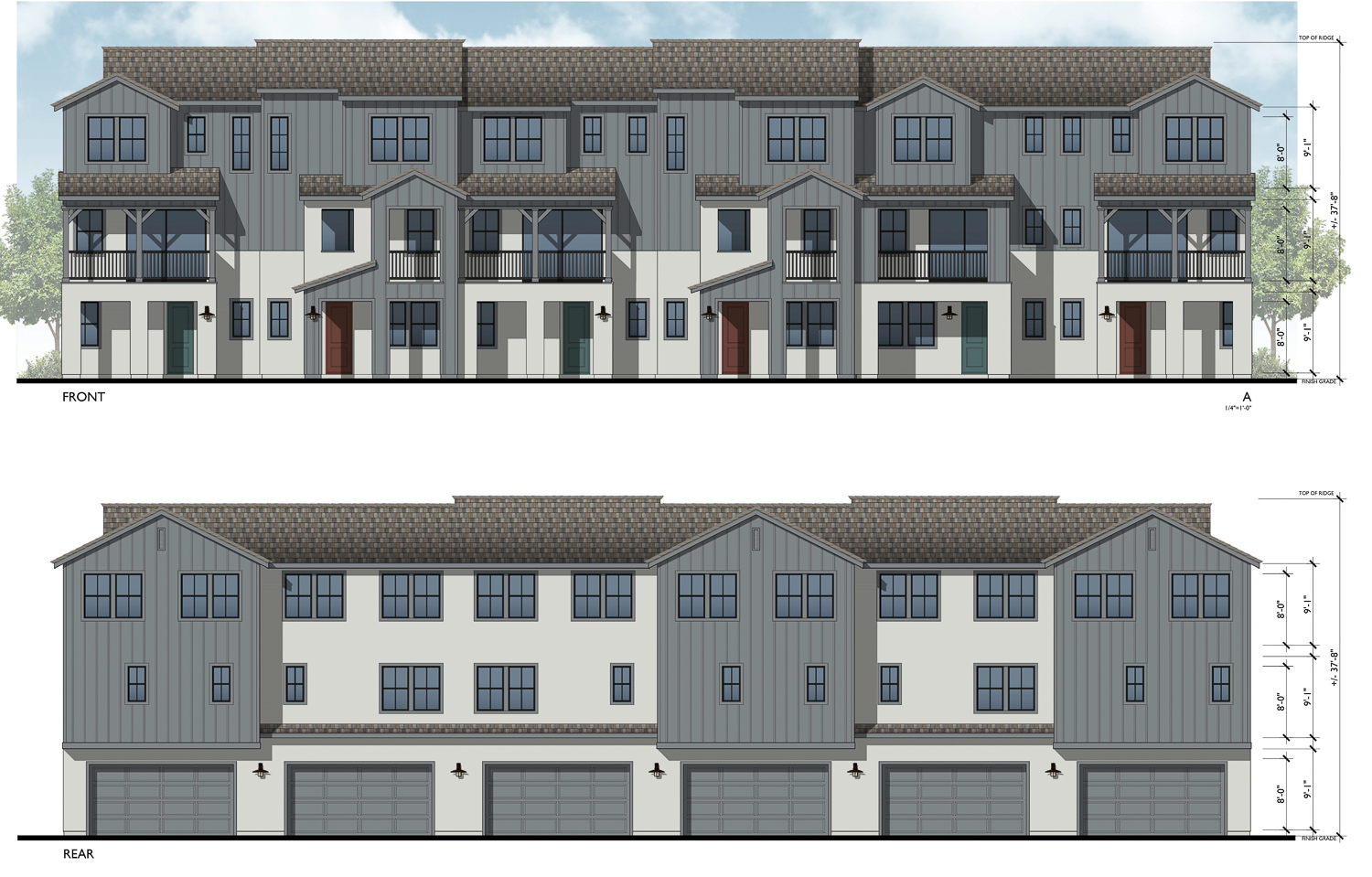 Petal Fields at 330 Burnett Avenue townhome multiplex, illustration by Bassenian Lagoni Architects