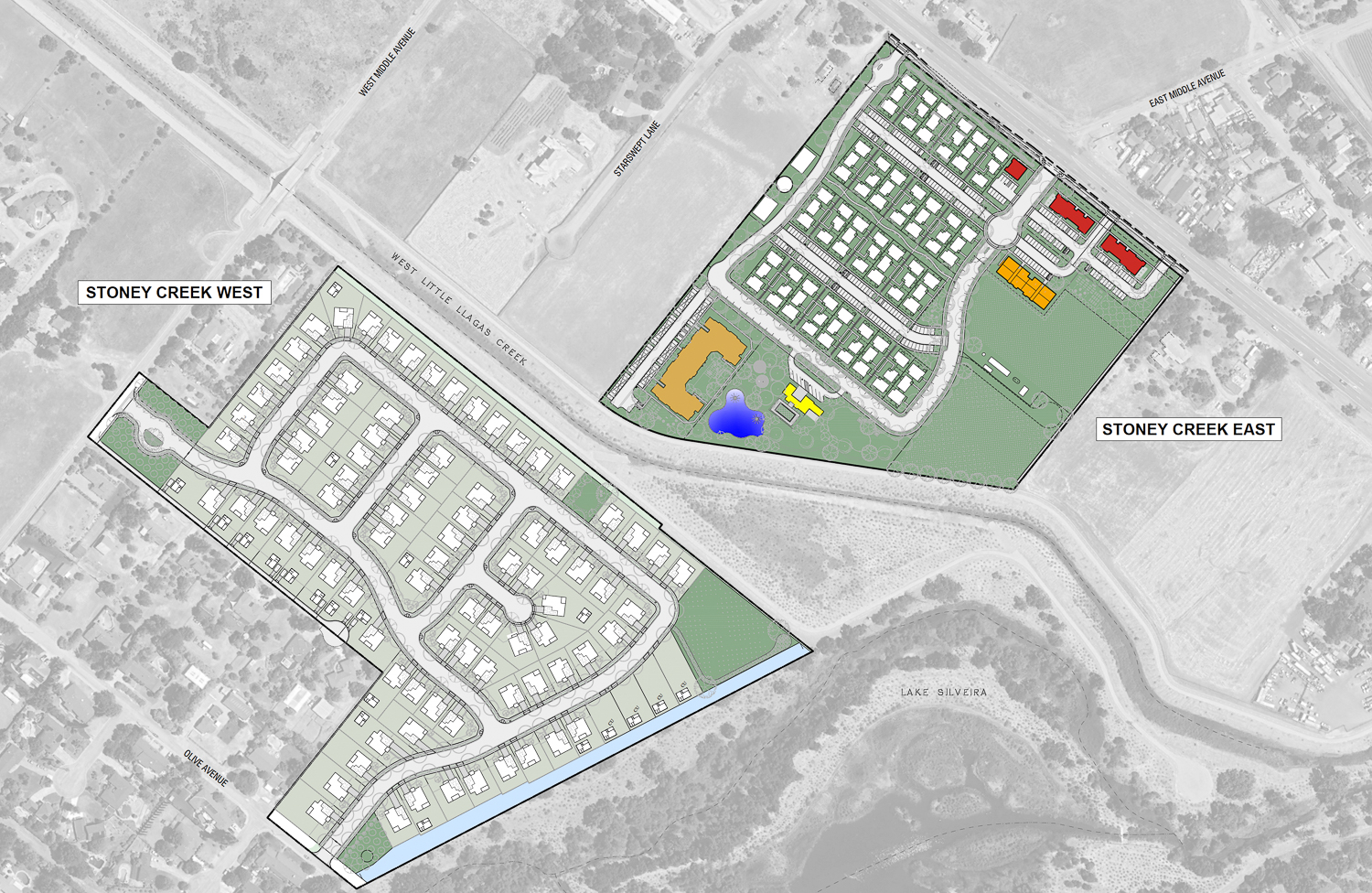 Stoney Creek East and West, site map by Bassenian Lagoni