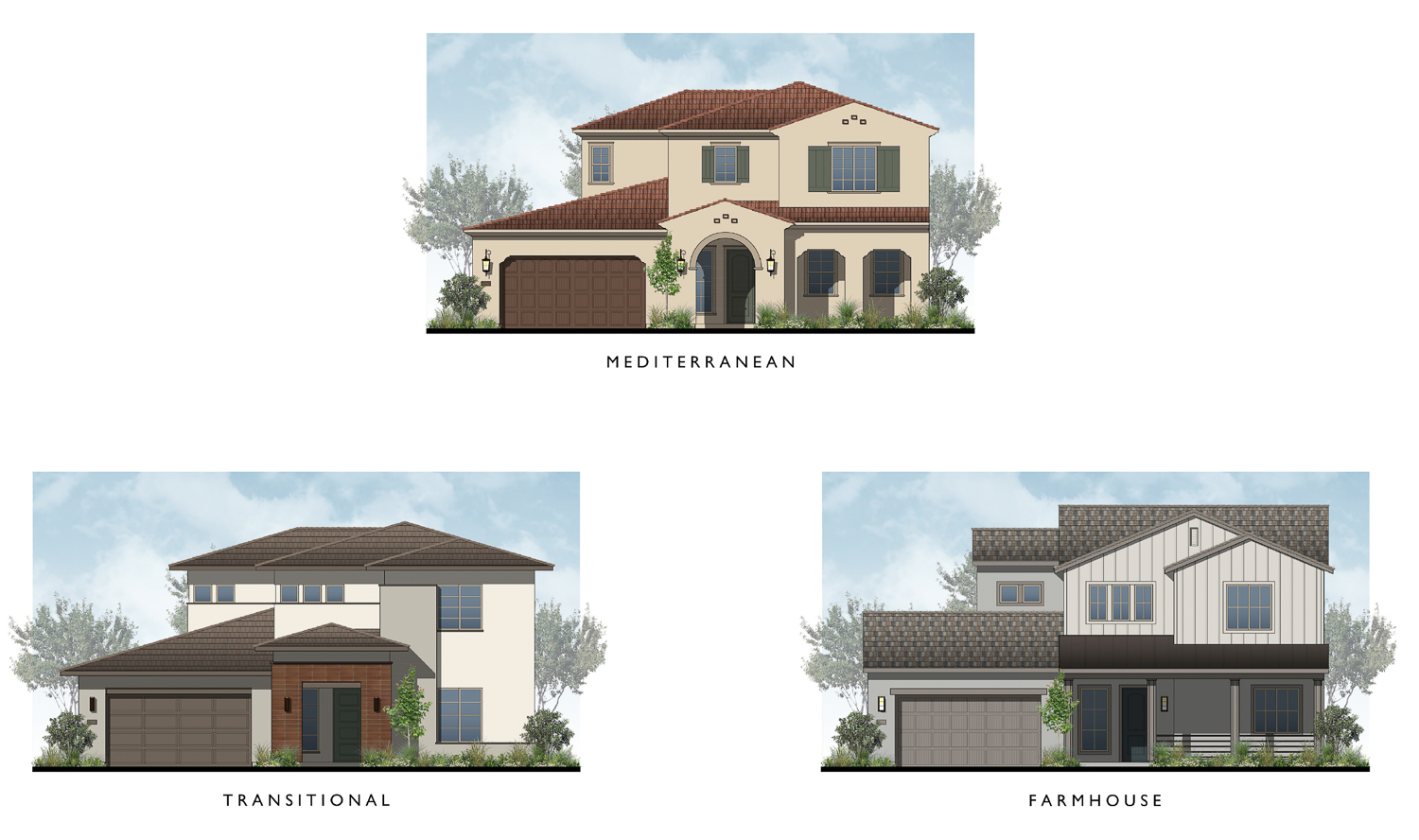 Stoney Creek development single-family homes elevation, illustration by Bassenian Lagoni