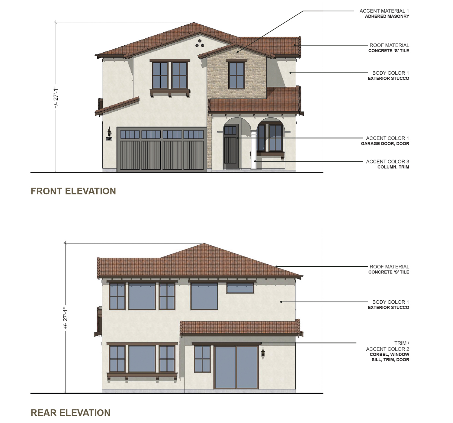 Vickery and Wren Avenue single-family housing elevation, illustration by Dahlin Group