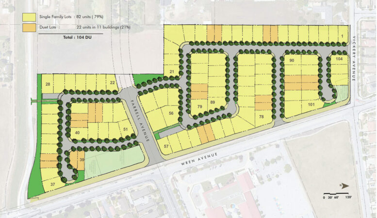 Vickery and Wren Avenue site map, illustration by Dahlin Group