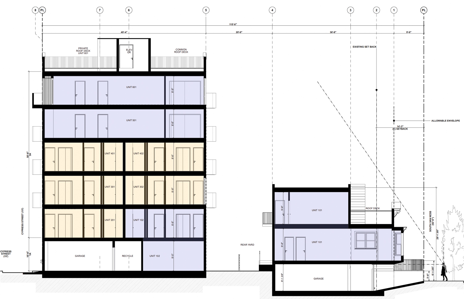 1474 South Van Ness Avenue vertical cross-section, illustration by RG Architecture