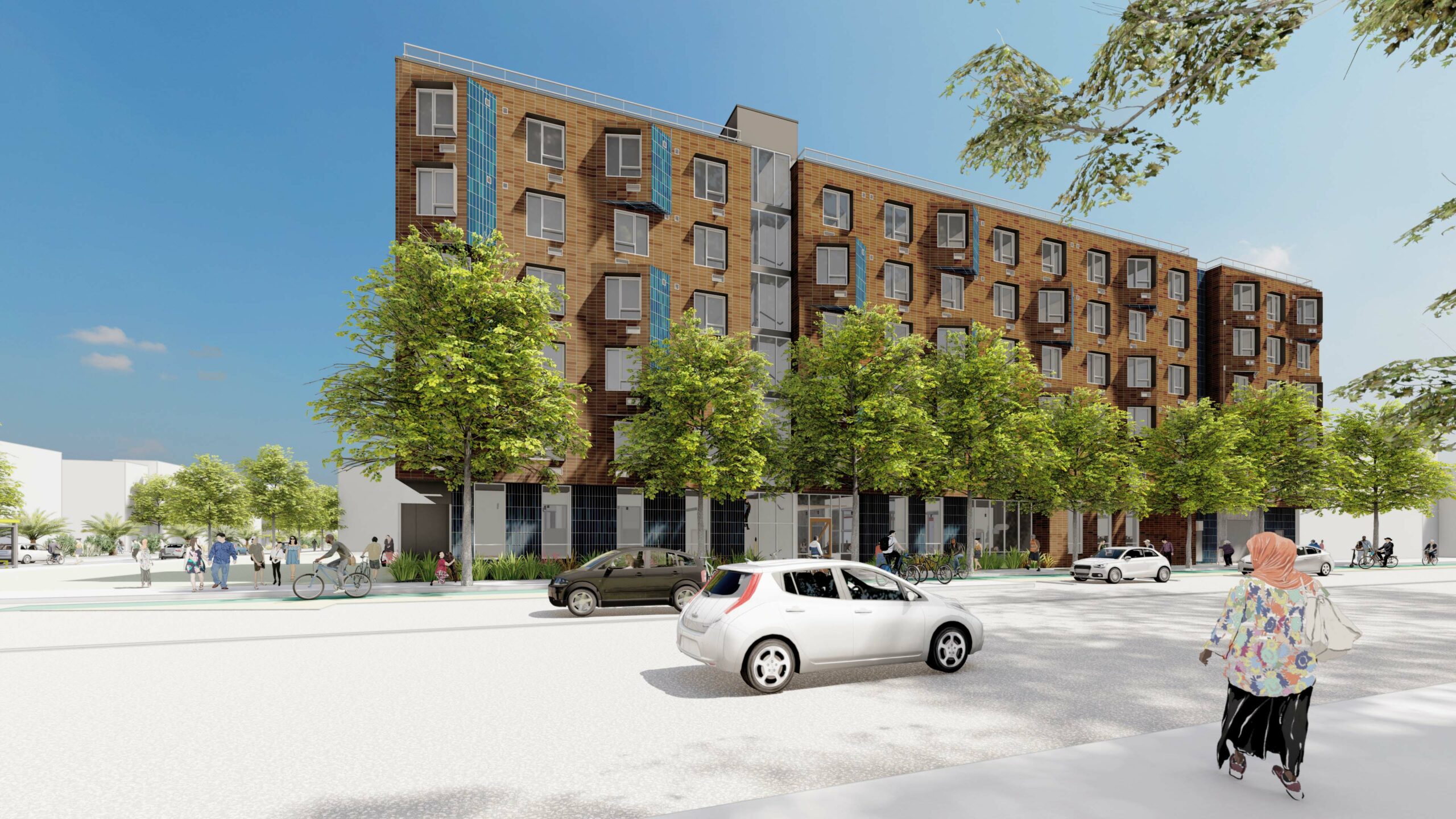 1633 Valencia Street pedestrian view, rendering by David Baker Architects