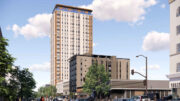 2029 University Avenue student housing seen from across Shattuck Avenue, rendering by SDT Architects