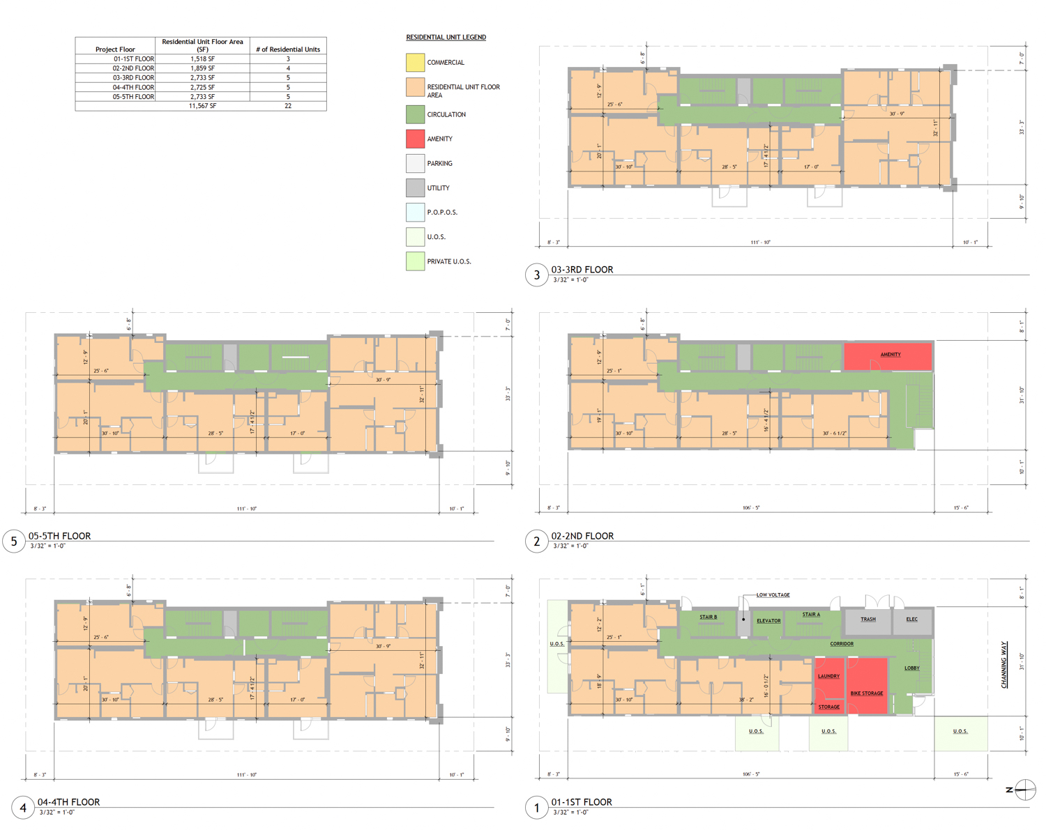 2317 Channing Way floor plans, illustration by Studio KDA