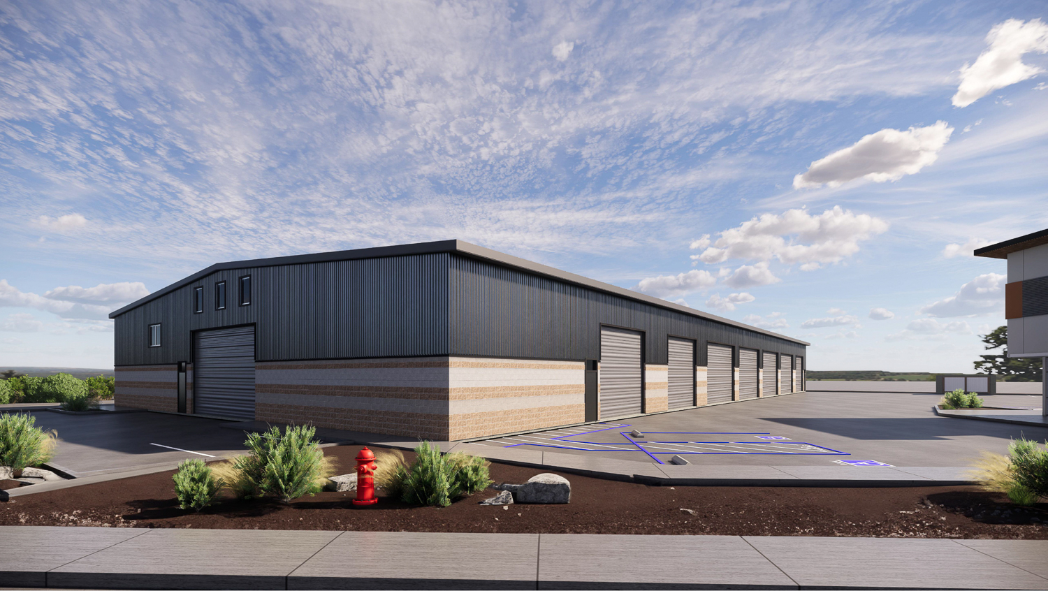 4450 Marysville Boulevard vehicular garage warehouse, rendering by Kelly Architecture + Planning