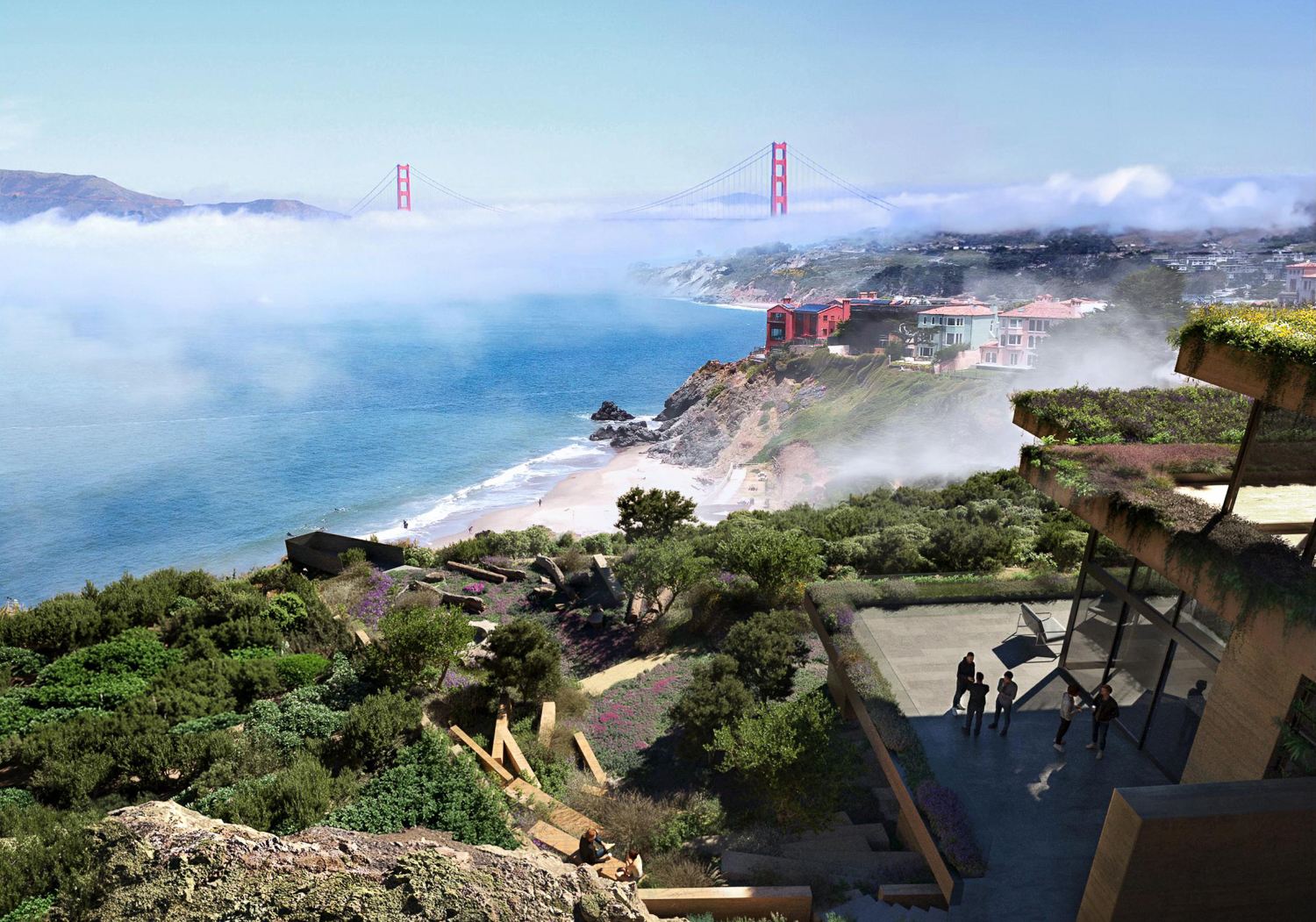 496 Sea Cliff Avenue views of Golden Gate Park and China Beach, rendering by Sean Bailey Design and Studio Earth Work