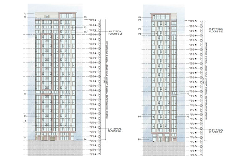 896 Folsom Street sidewalk-facing views, elevation by FORMA