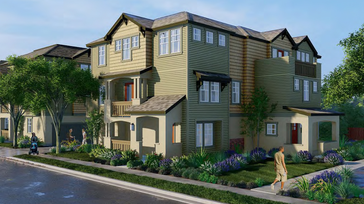 Auburn Grove Townhomes, rendering by Fournier Design Studio and Hunt Hale Jones Architects