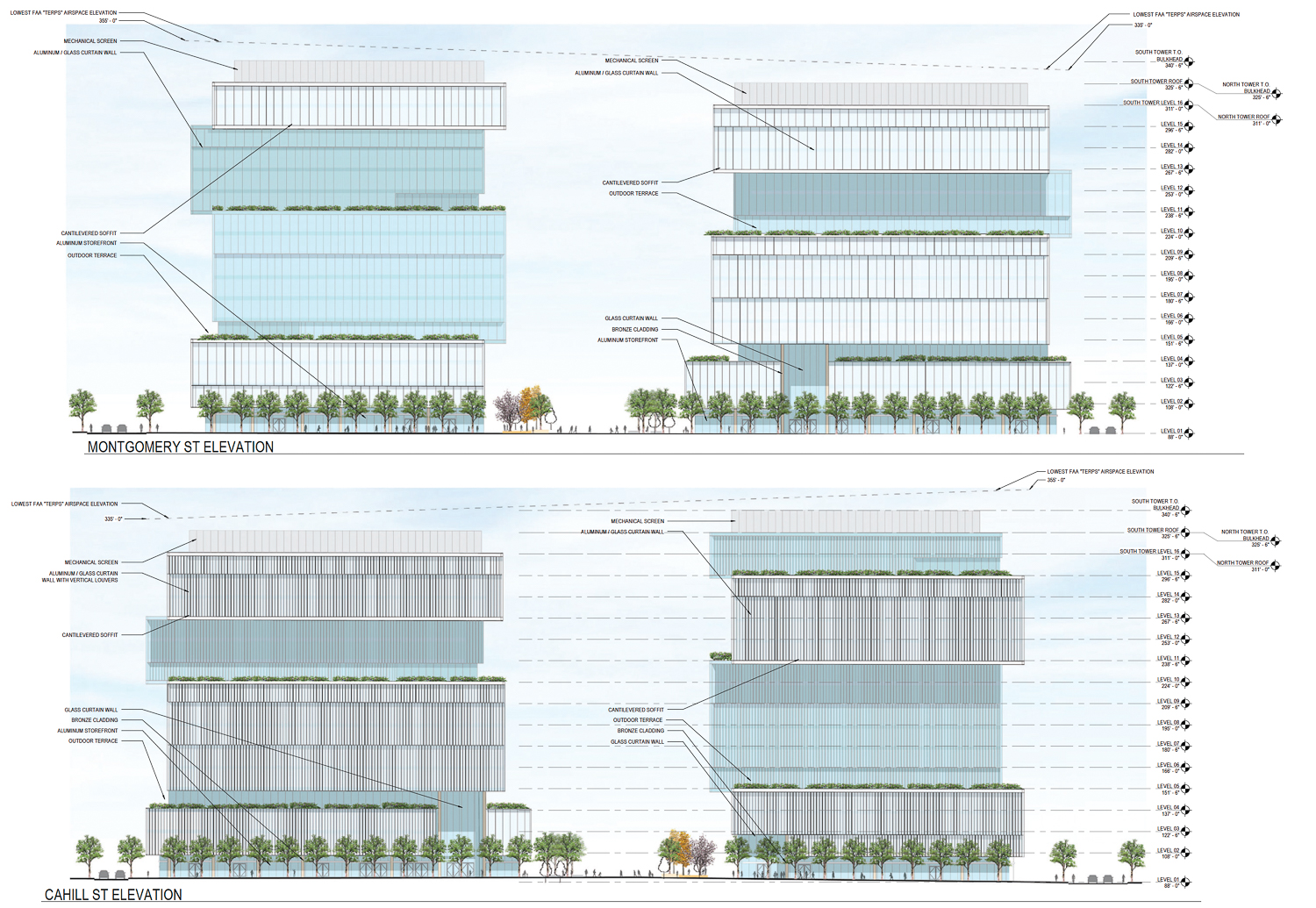 Diridon Station Plaza, elevation by Perkins&Will