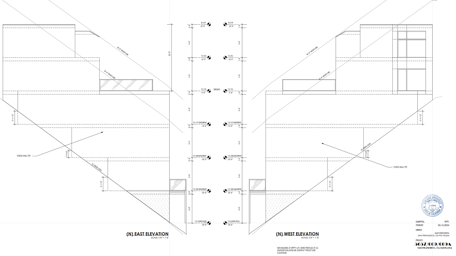 Peralta Avenue elevation, illustration by AEM