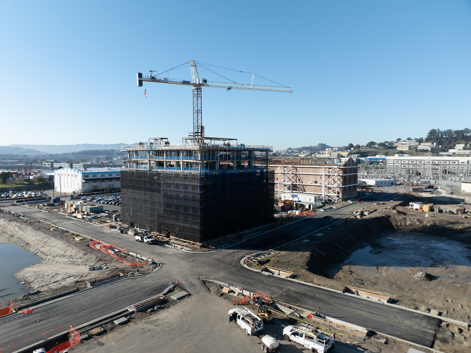 Potrero Power Station Block 7B aerial view of construction, image by Henrik Kam for Associate Capital