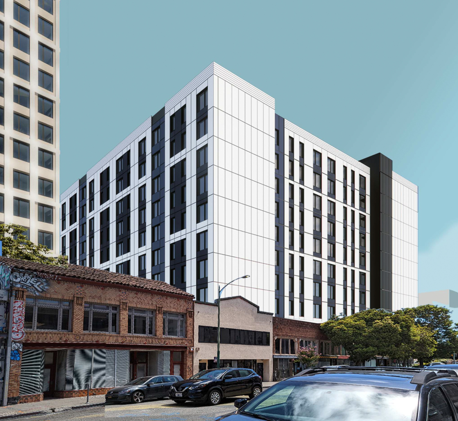 1523 Harrison Street seen from 15th Street, rendering by oWow