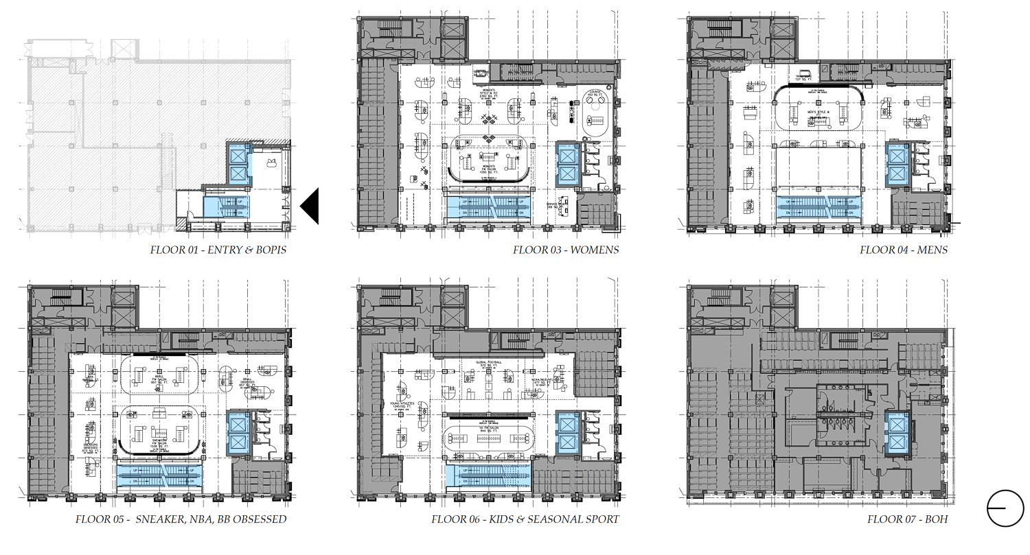 278 Post Street floor plans, illustration via Nike San Francisco