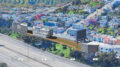3255-3333 San Bruno Avenue aerial view looking over Highway 101, rendering by Schaub Li Architects