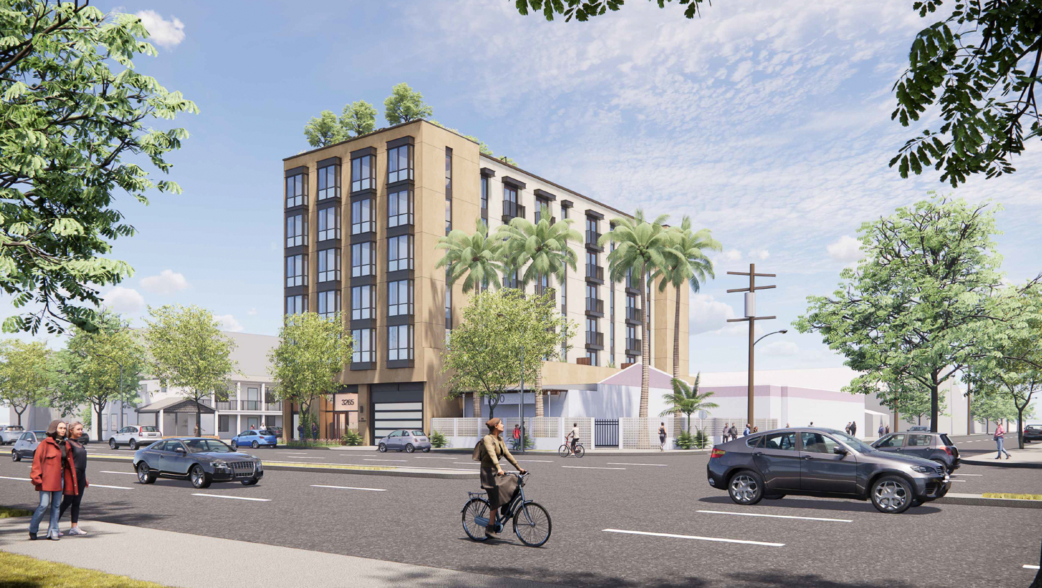 3265 El Camino Real establishing view, rendering by SDTarch