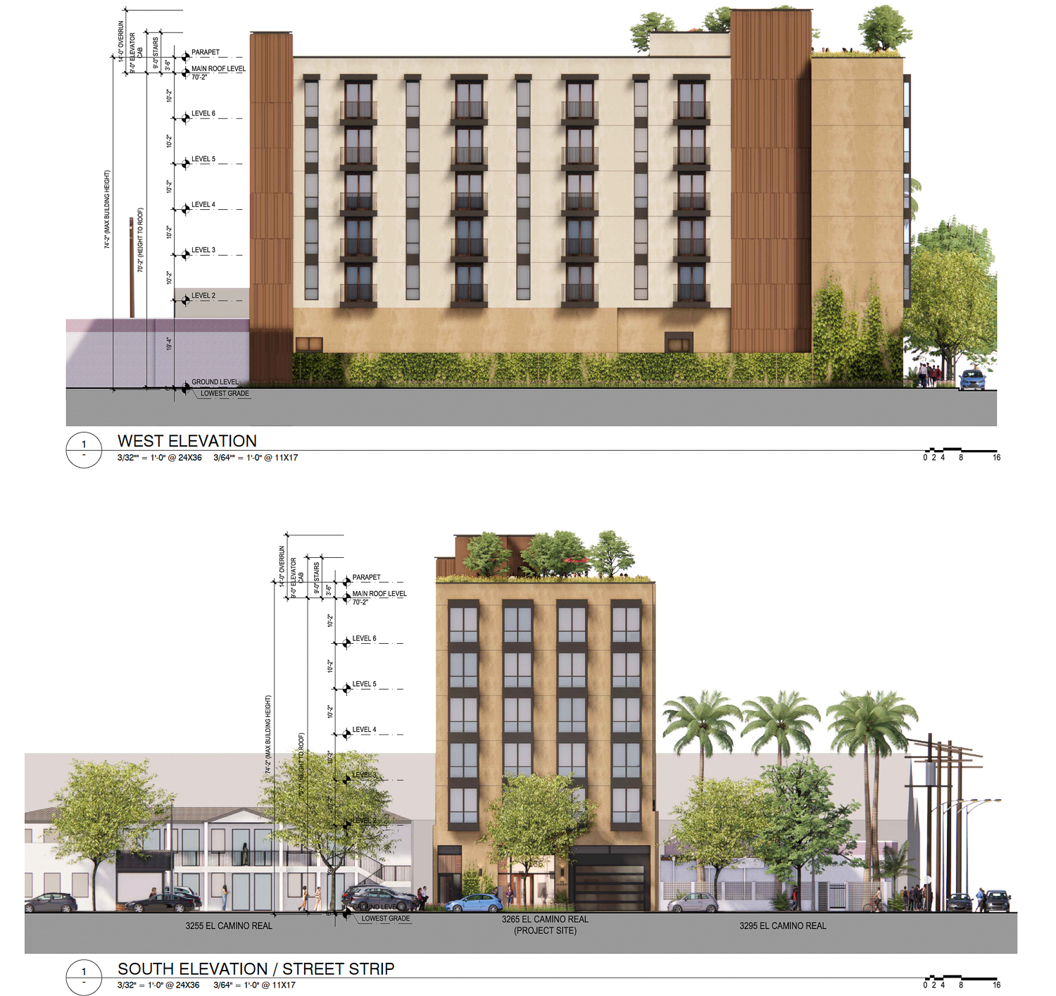 3265 El Camino Real facade elevation, illustration by SDTarch