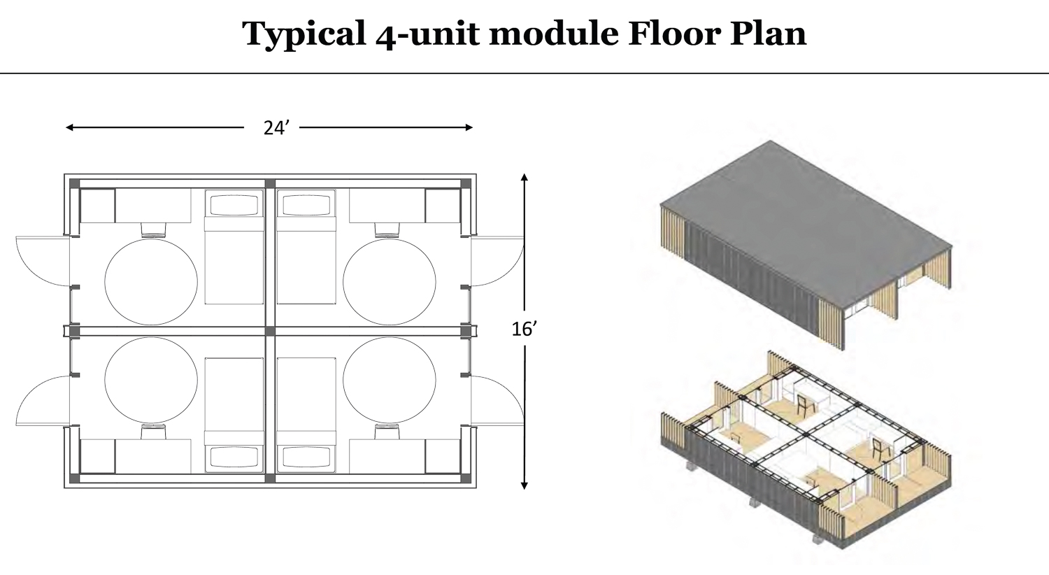 633 Hegenberger Road four-unit module, rendering by Fabric Workshop