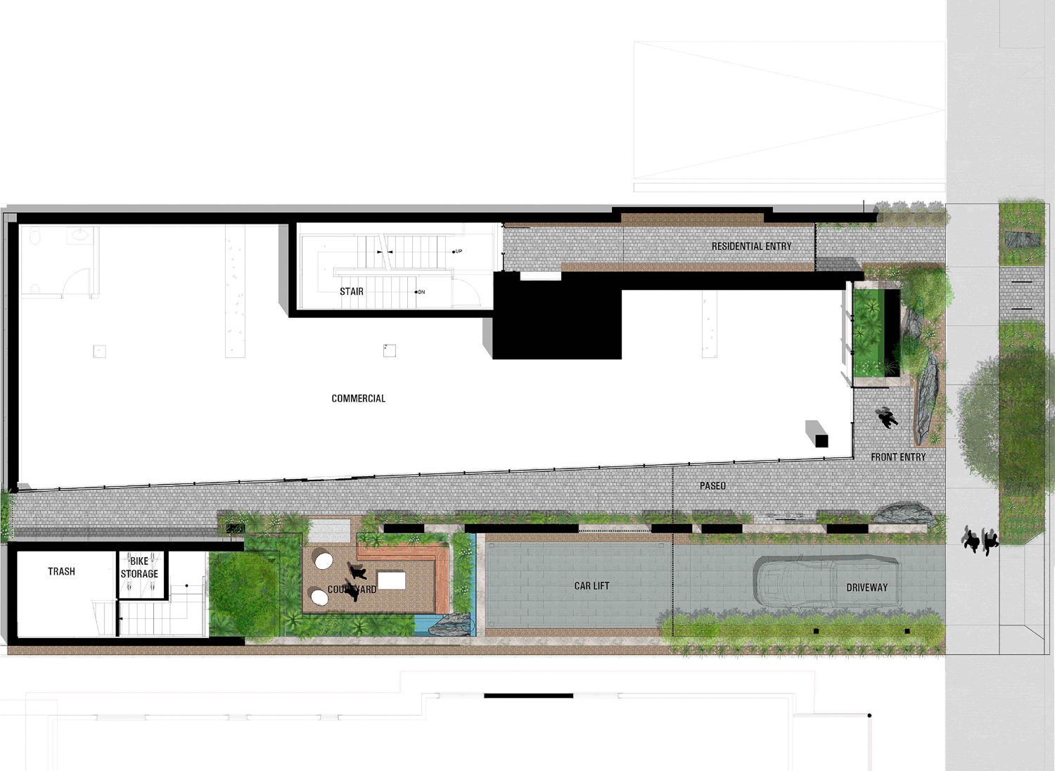 640 Waverley Street ground-level floor plan, illustration by SWA