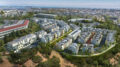 Heights south site aerial overview, rendering by Dahlin Group