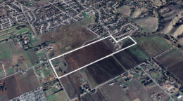 16400 Trail Drive aerial overview with property lines outlined, image via Google Satellite