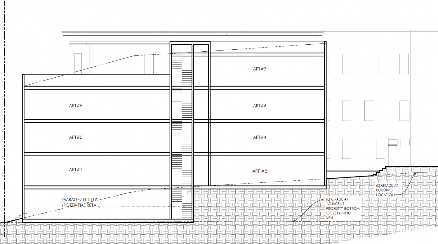 2174 California Street cross-section, illustration by Huang Iboshi Architecture