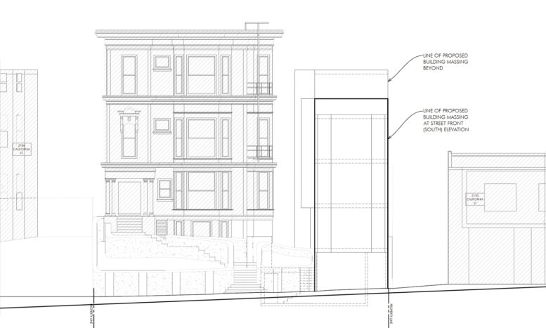 2174 California Street elevation, illustration by Huang Iboshi Architecture