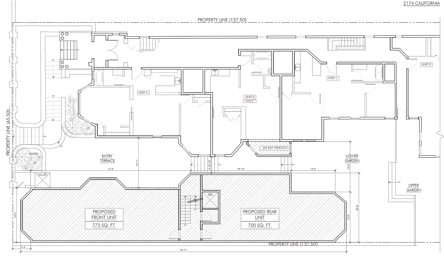 2174 California Street ground-level floor plan, illustration by Huang Iboshi Architecture