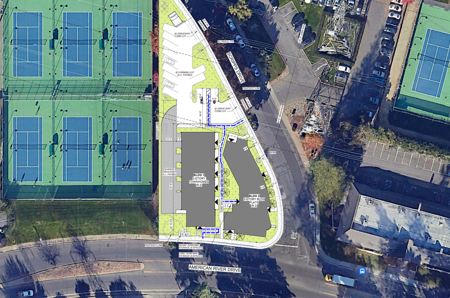 2399 American River Drive site map, illustration by Ellis Architects